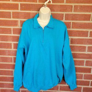 Cheetah Women’s XL Turquoise Blue Quarter Zip Pullover Sweatshirt #108